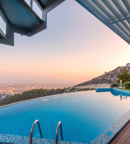 Blue Lounger Beside Swimming Pool